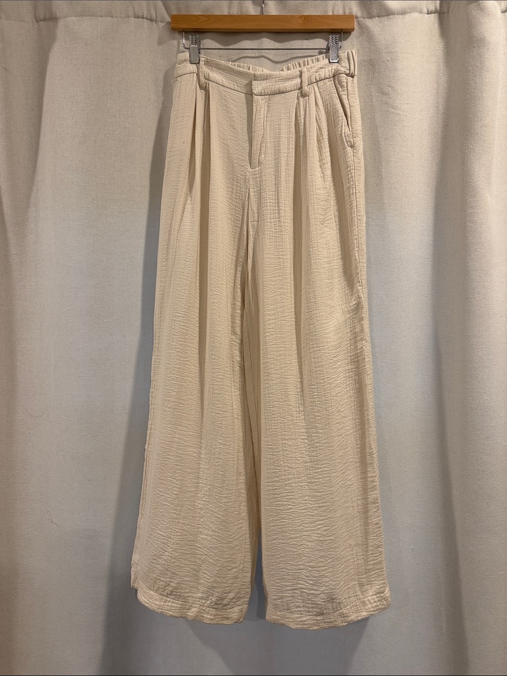 A New Day White Wide-Leg Textured Trousers